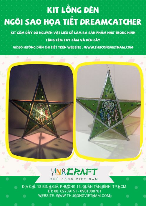 bộ nguyên liệu lồng đèn ngôi sao họa tiết dreamcatcher